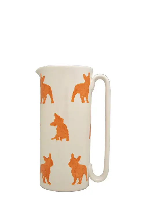 Serlio French Bulldog Sculptural Orange Carafe 1