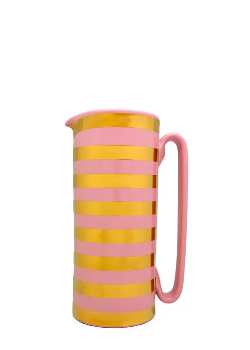 Serlio Gondoliere Pitcher In Gold And Blush Pink 1