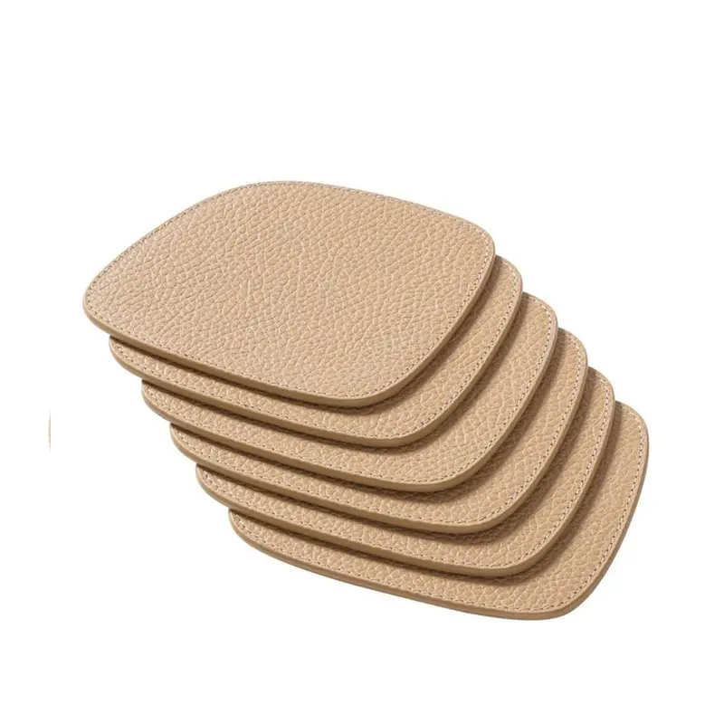 Six-Piece Beige Leather Coaster Set – Maris Collection 1