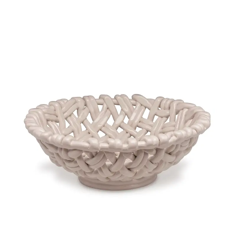 Skyros Designs Round Basket – Green Fern Pattern, Handwoven Style 1