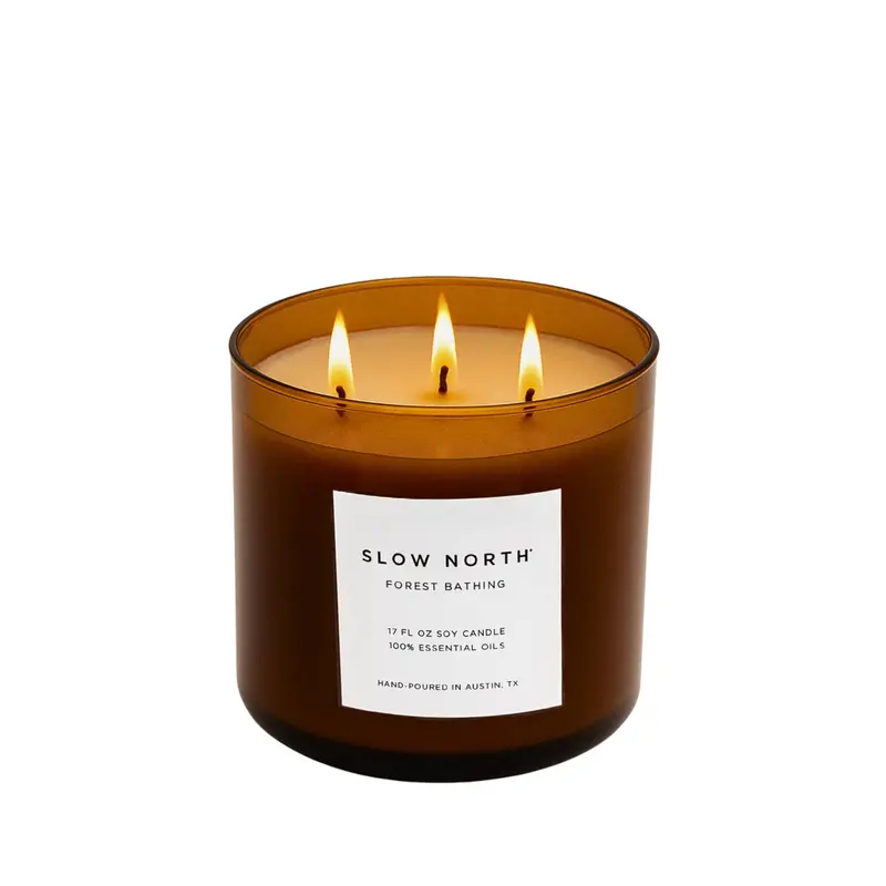 Slow North Forest Bathing 3-Wick Soy Candle – Calming Essential Oil Blend For Autumn 1