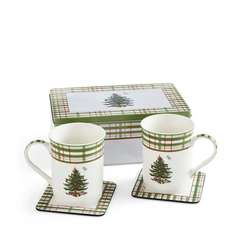 Spode Christmas Tree Mug And Coaster Gift Set – Holiday Themed 1
