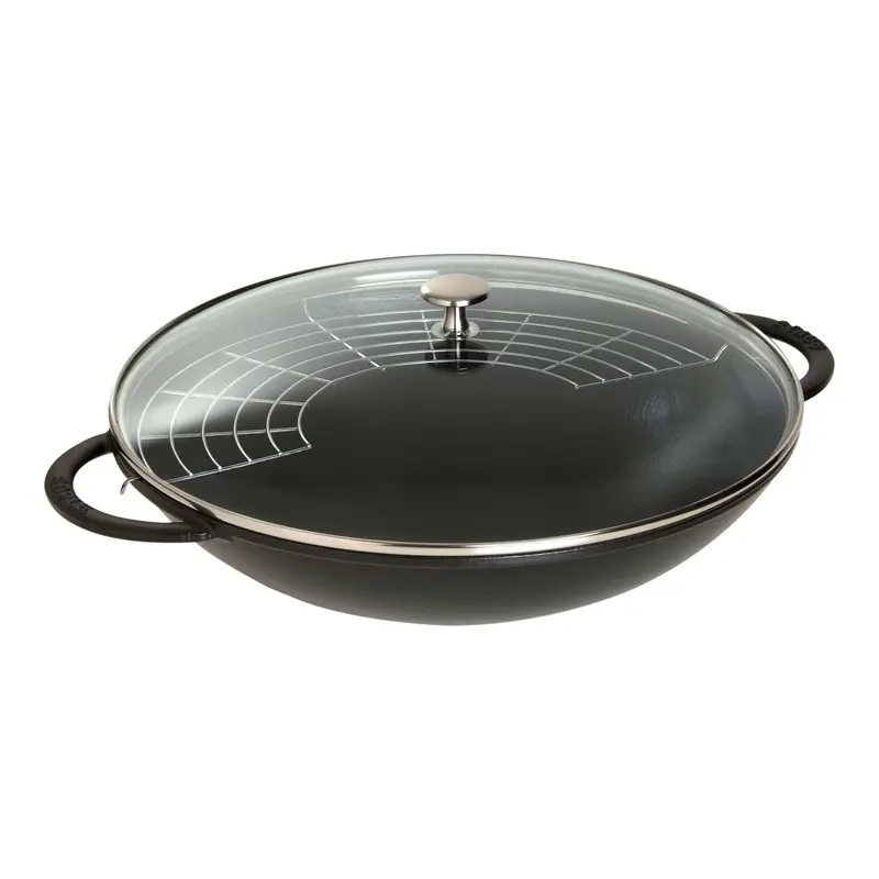 Staub 14.5-Inch Matte Black Cast Iron Wok 1