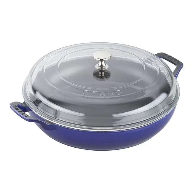 Staub Dark Blue 3.5-Quart Glass-Lid Cast Iron Braiser 1