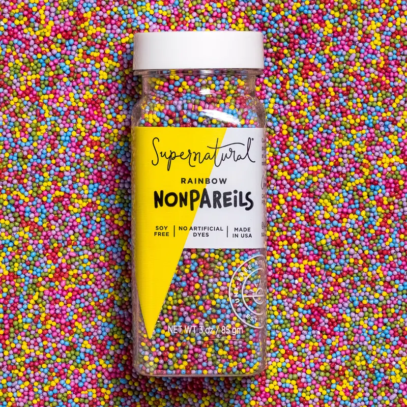 Supernatural Dye-Free Rainbow Nonpareils – Natural Color Sprinkles 1