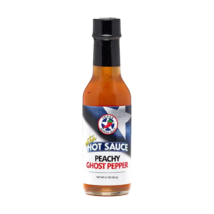 Texas Pepper Jelly Peachy Ghost Pepper Hot Sauce – 5.7 Oz Bottle 1