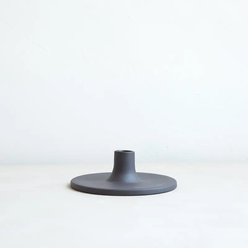 The Floral Society Wide Candle Holder – Smoke Gray 1