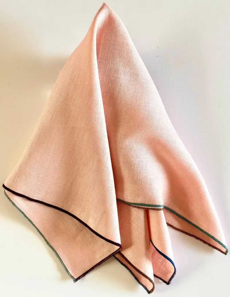 Tisch New York Blush Linen Napkins – Nightfall Hem Border 1