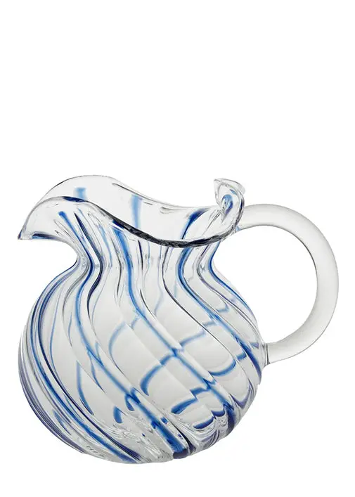 Torcello Blue Torchon-Style Glass Pitcher 1
