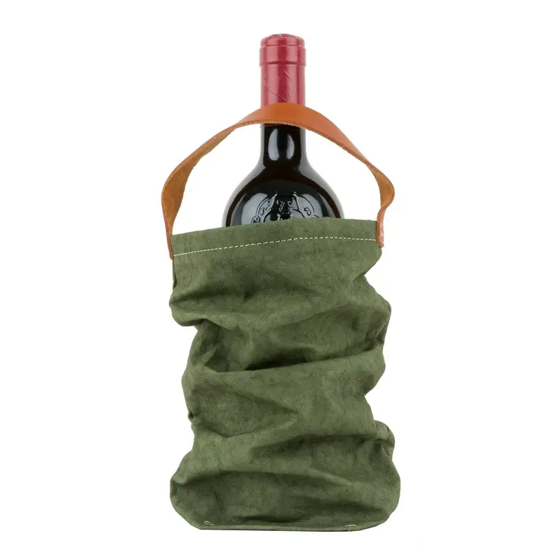 Uashmama Insulated Wine Tote Bag – Forest Green Natural Fiber 1