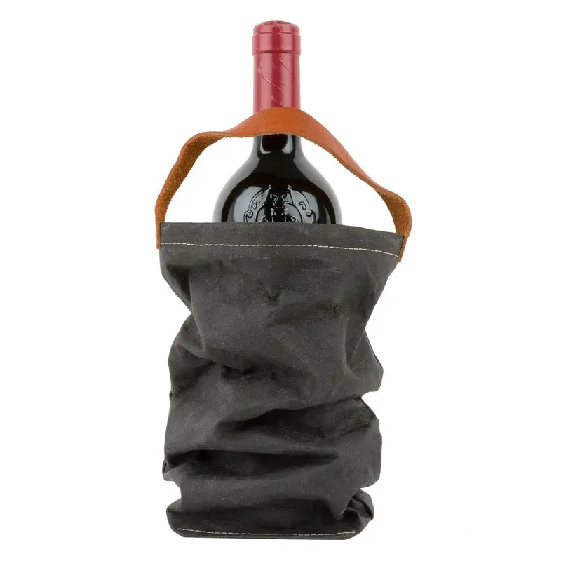 Uashmama Insulated Wine Tote Bag – Jet Black Woven Cotton 1