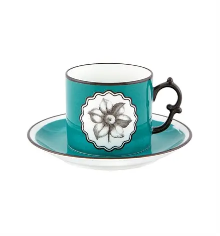 Vista Alegre Lacroix Herbariae Tea Cup And Saucer In Peacock Blue 1