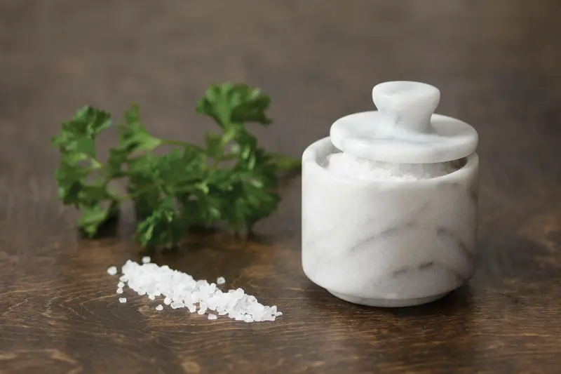 White Marble Salt Cellar – Hand-Carved Natural Stone Condiment Dish 1