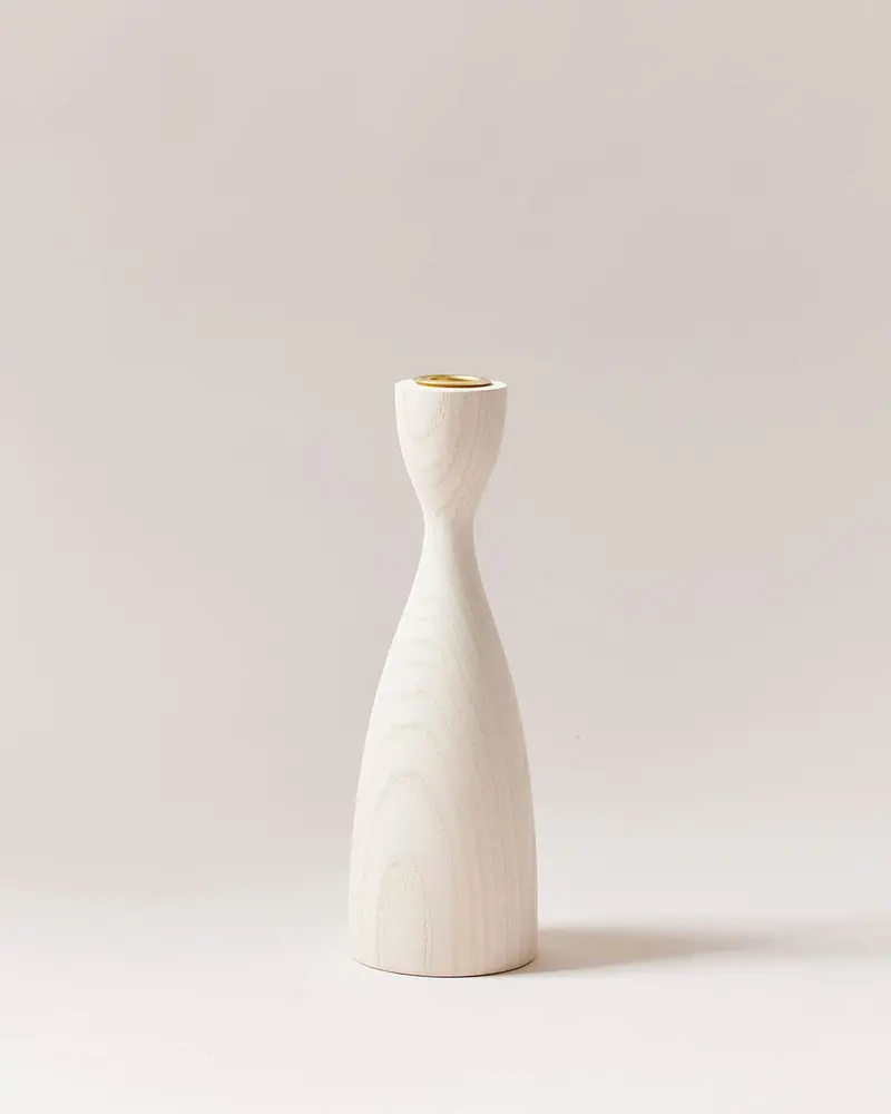 White Medium Pantry Candlesticks – Farmhouse-Style Wooden Candle Holders 1