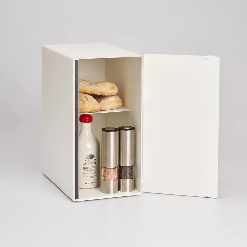Yamazaki Home Vertical Bread Keeper – Steel Frame With Natural Wood Panel 1