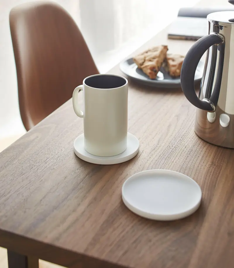 Yamazaki Tower Silicone Round Coaster In Matte White 1