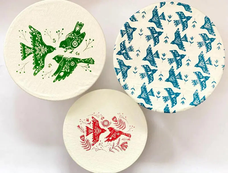Your Green Kitchen Folk Bird Organic Cotton Bowl Covers 1