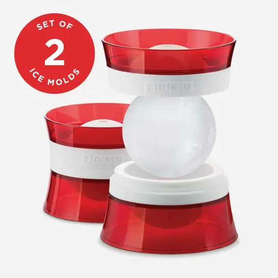 Zoku Ice Ball Mold Kit – Dual-Sphere Silicone Mold (2-Pack) 1