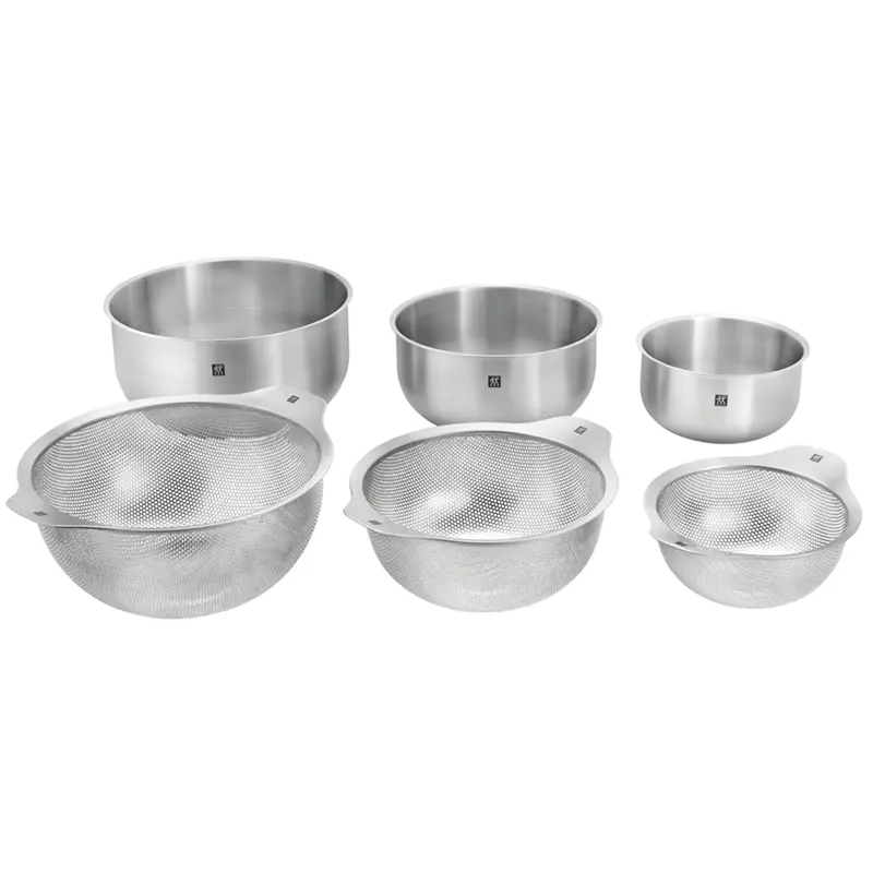 Zwilling 6-Piece Stainless Steel Nesting Prep Bowl And Strainer Set 1