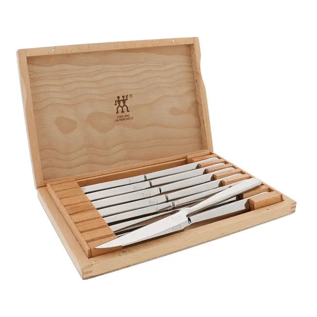 Zwilling 8-Piece Stainless Steel Steak Knife Set In Wooden Display Case 1